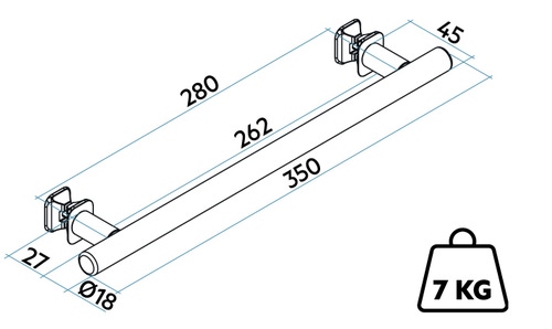 Immagine di Irsap TUBE 18 portasalviette L.35 cm interasse 28 cm con aggancio universale ONE FIX, colore bianco standard finitura lucido Cod.01 BTB3528IRE01