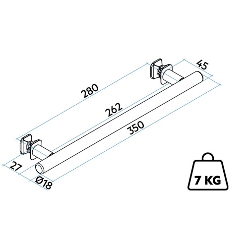 Immagine di Irsap TUBE 18 portasalviette L.35 cm interasse 28 cm con aggancio universale ONE FIX, colore bianco standard finitura lucido Cod.01 BTB3528IRE01