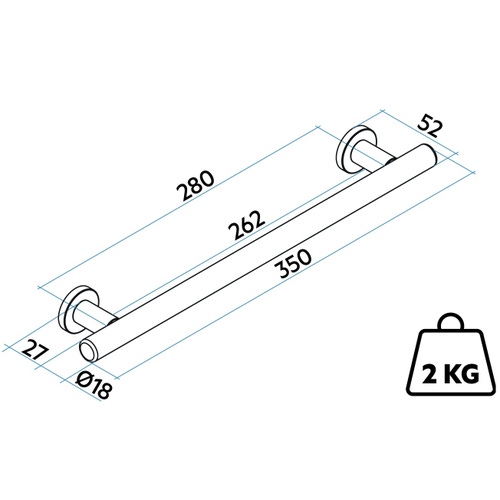 Immagine di Irsap TUBE 18 portasalviette L.35 cm interasse 28 cm con aggancio MAGNETICO, colore bianco standard finitura lucido Cod.01 BTB3528IRM01