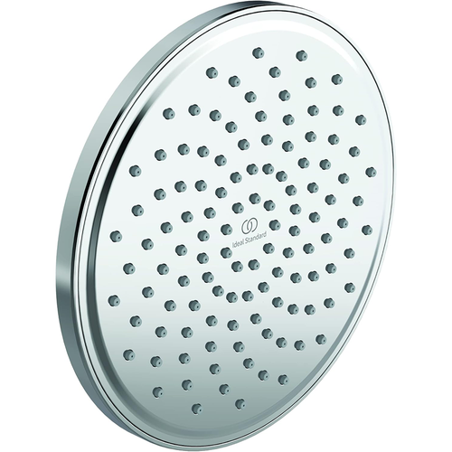 Immagine di Ideal Standard CERALINE kit doccia con miscelatore, soffione rotondo 20 cm, doccetta a una funzione, raccordo erogatore con supporto fisso e flessibile 175 cm, finitura cromo BD192AA