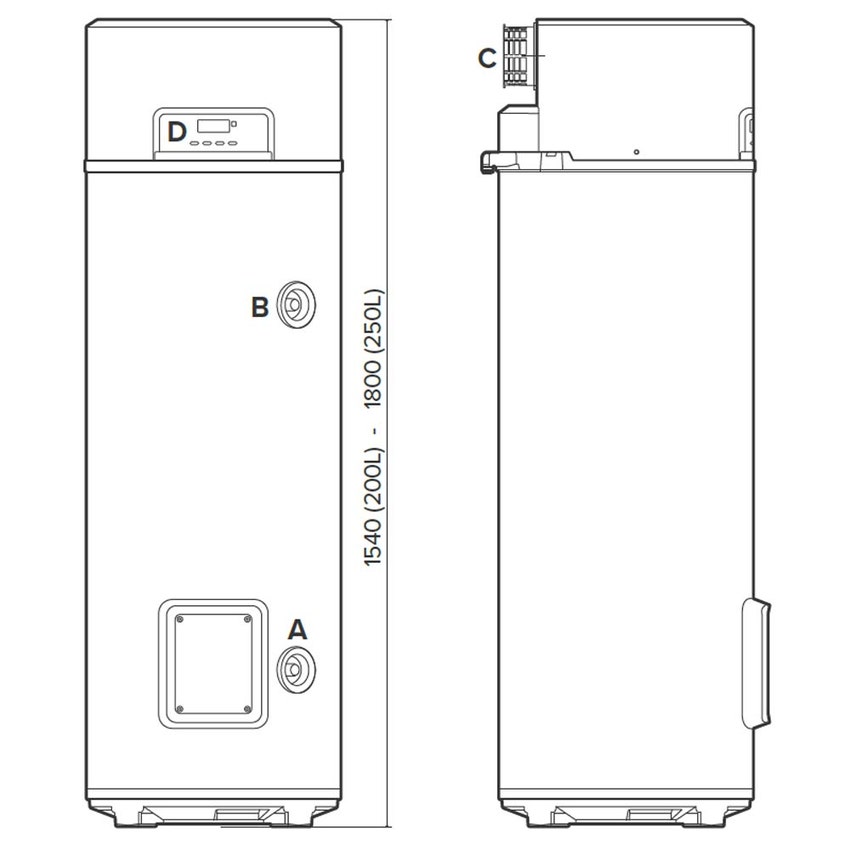 Immagine di Ariston NUOS FIT S2 WI-FI 200 FS R290 Scaldacqua a pompa di calore monoblocco a basamento 4057014