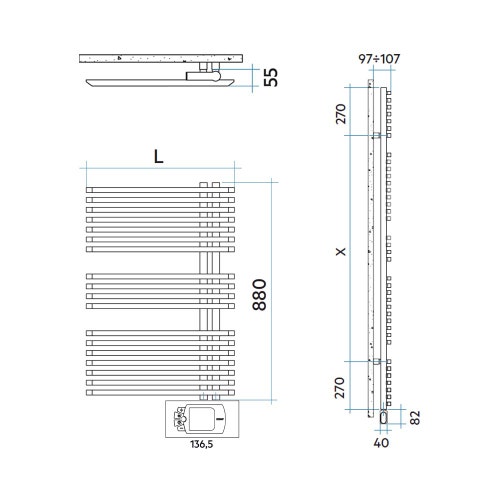 Immagine di Irsap JAZZ_S ELETTRICO radiatore 18 tubi H.88 L.50 P.5,5 cm, 2 intervalli, con controllo elettronico, colore bianco standard finitura lucido Cod.01 ZRS050H01IR01NNN01