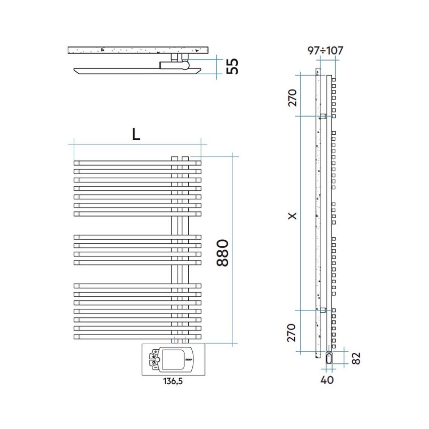 Immagine di Irsap JAZZ_S ELETTRICO radiatore 18 tubi H.88 L.50 P.5,5 cm, 2 intervalli, con controllo elettronico, colore bianco standard finitura lucido Cod.01 ZRS050H01IR01NNN01