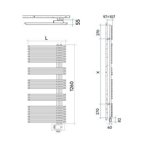 Immagine di Irsap JAZZ_S ELETTRICO radiatore 24 tubi H.126 L.50 P.5,5 cm, 4 intervalli, con controllo elettronico, colore bianco standard finitura lucido Cod.01 ZRM050H01IR01NNN01