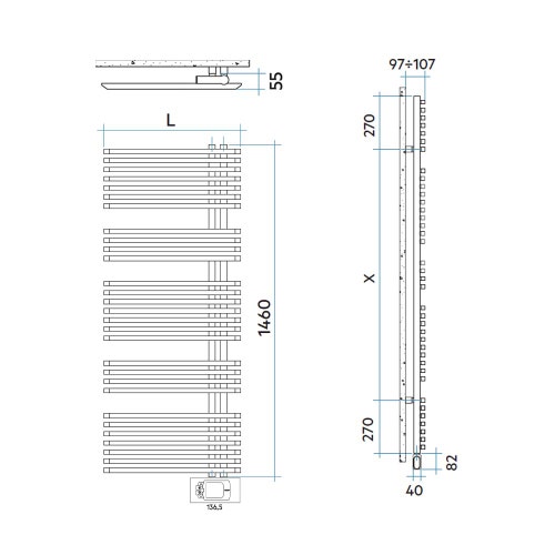 Immagine di Irsap JAZZ_S ELETTRICO radiatore 29 tubi H.146 L.60 P.5,5 cm, 4 intervalli, con controllo elettronico, colore bianco standard finitura lucido Cod.01 ZRL060H01IR01NNN01