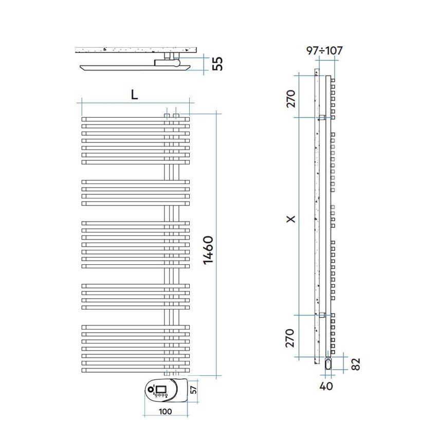Immagine di Irsap JAZZ_S ELETTRICO radiatore 29 tubi H.146 L.60 P.5,5 cm, 4 intervalli, con modulo bluetooth integrato, colore bianco standard finitura lucido Cod.01 ZRL060Y01IR01NNN01