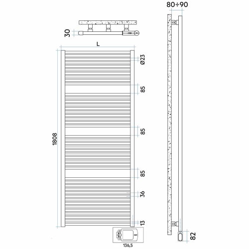 Immagine di Irsap NOVO CROMATO ELETTRICO scaldasalviette 44 tubi H.180,8 L.75 P.3 cm con controllo elettronico, finitura cromo Cod.50 NLG075H50IR01NNN01