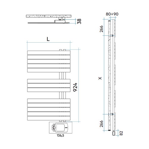 Immagine di Irsap SOUL_S ELETTRICO radiatore 13 tubi H.92,4 L.55 P.3,8 cm, 2 intervalli, con controllo elettronico, colore bianco standard finitura lucido Cod.01 URP055H01IR01NNN01
