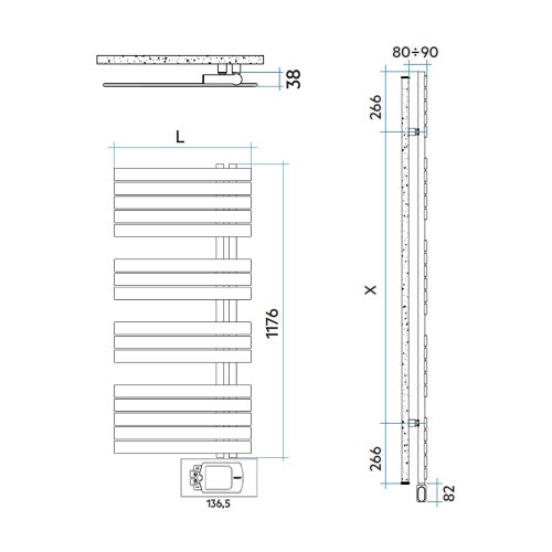 Immagine di Irsap SOUL_S ELETTRICO radiatore 16 tubi H.117,6 L.55 P.3,8 cm, 3 intervalli, con controllo elettronico, colore bianco standard finitura lucido Cod.01 URS055H01IR01NNN01