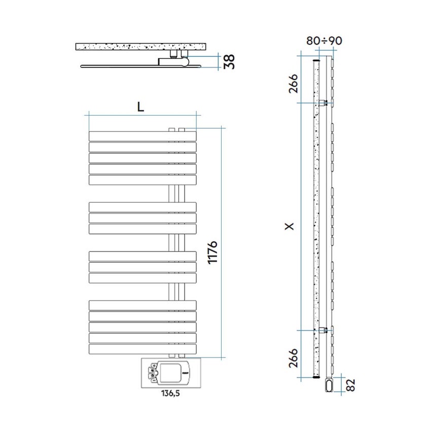 Immagine di Irsap SOUL_S ELETTRICO radiatore 16 tubi H.117,6 L.55 P.3,8 cm, 3 intervalli, con controllo elettronico, colore bianco standard finitura lucido Cod.01 URS055H01IR01NNN01