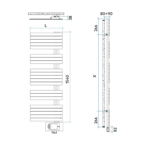 Immagine di Irsap SOUL_S ELETTRICO radiatore 21 tubi H.154 L.55 P.3,8 cm, 4 intervalli, con controllo elettronico, colore bianco standard finitura lucido Cod.01 URM055H01IR01NNN01