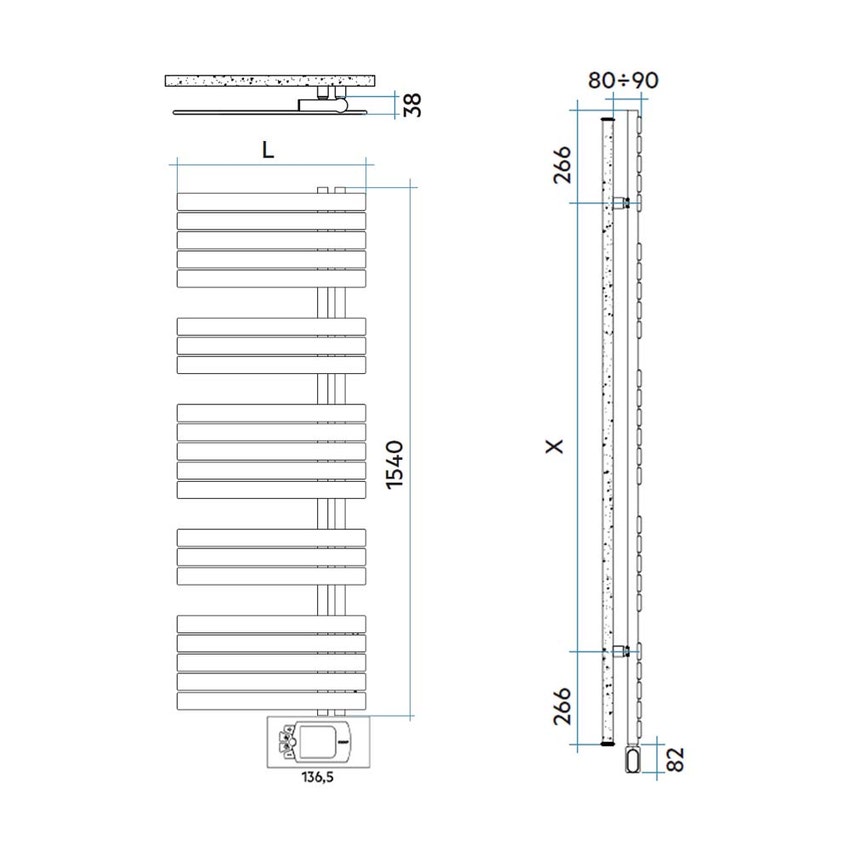 Immagine di Irsap SOUL_S ELETTRICO radiatore 21 tubi H.154 L.55 P.3,8 cm, 4 intervalli, con controllo elettronico, colore bianco standard finitura lucido Cod.01 URM055H01IR01NNN01