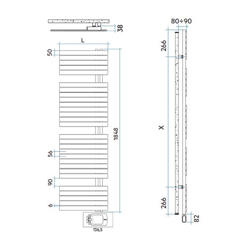 Immagine di Irsap SOUL_S ELETTRICO radiatore 28 tubi H.184,8 L.55 P.3,8 cm, 3 intervalli, con controllo elettronico, colore bianco standard finitura lucido Cod.01 URE055H01IR01NNN01