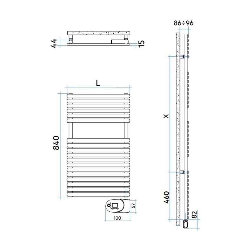 Immagine di Irsap ELLIPSIS_30 B ELETTRICO scaldasalviette 18 tubi, 2 intervallo, H.84 L.51 P.4,4 cm, con modulo bluetooth integrato, colore bianco standard finitura lucido Cod.01 HTS051Y01IR01NNN01