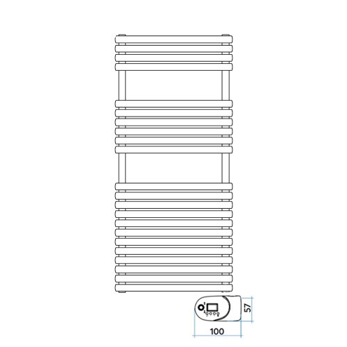 Immagine di Irsap ELLIPSIS_30 B ELETTRICO scaldasalviette 22 tubi, 3 intervallo, H.112 L.51 P.4,4 cm, con modulo bluetooth integrato, colore bianco standard finitura lucido Cod.01 HTM051Y01IR01NNN01