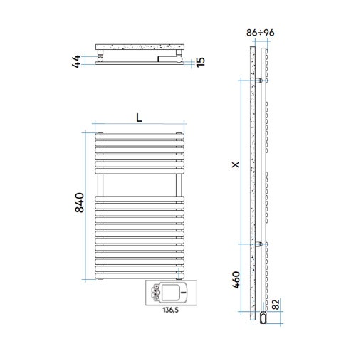 Immagine di Irsap ELLIPSIS_30 B ELETTRICO scaldasalviette 18 tubi, 2 intervallo, H.84 L.51 P.4,4 cm, con controllo elettronico, colore bianco standard finitura lucido Cod.01 HTS051H01IR01NNN01