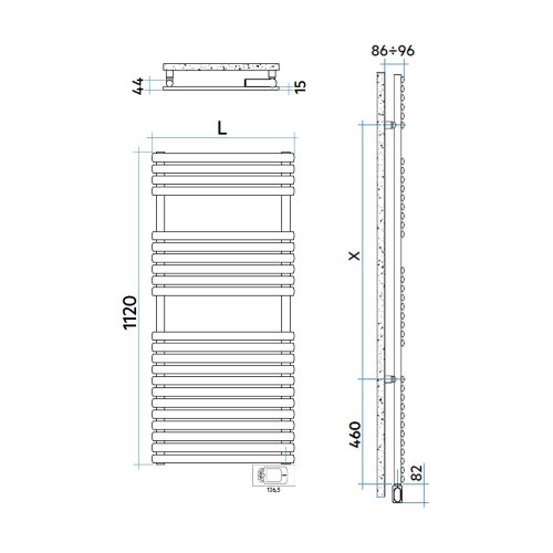 Immagine di Irsap ELLIPSIS_30 B ELETTRICO scaldasalviette 22 tubi, 3 intervallo, H.112 L.51 P.4,4 cm, con controllo elettronico, colore bianco standard finitura lucido Cod.01 HTM051H01IR01NNN01