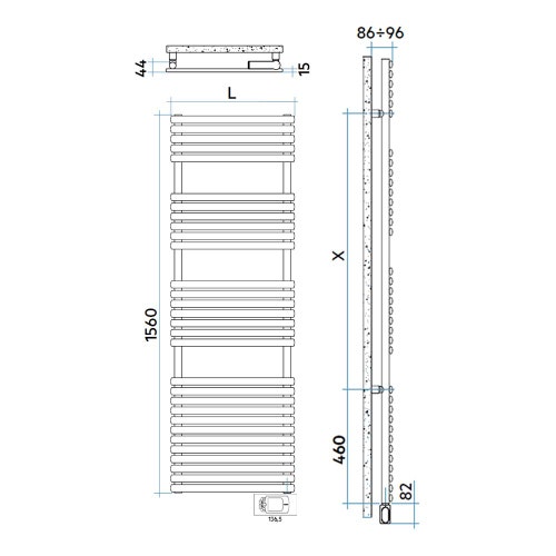 Immagine di Irsap ELLIPSIS_30 B ELETTRICO scaldasalviette 30 tubi, 4 intervallo, H.156 L.51 P.4,4 cm, con controllo elettronico, colore bianco standard finitura lucido Cod.01 HTL051H01IR01NNN02