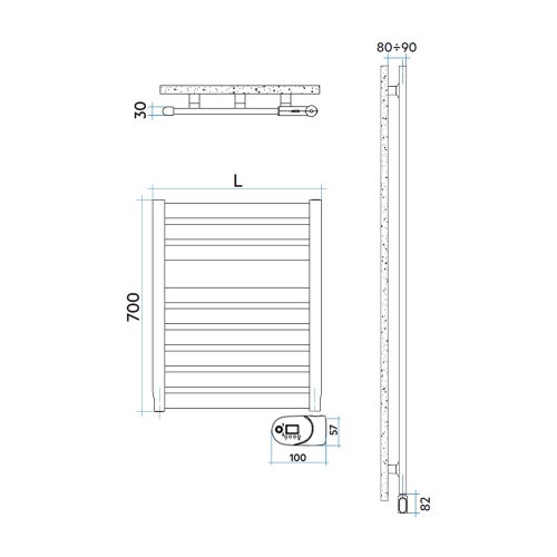 Immagine di Irsap VELA ELETTRICO scaldasalviette, 9 tubi, 1 intervallo, H.70 L.56 P.3 cm, con modulo bluetooth integrato, colore bianco standard finitura lucido Cod.01 VES056Y01IR01NNN01