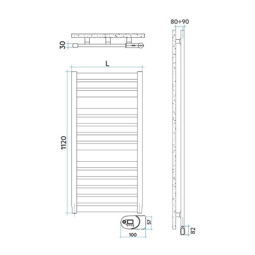 Immagine di Irsap VELA ELETTRICO scaldasalviette, 14 tubi, 2 intervalli, H.112 L.56 P.3 cm, con modulo integrato bluetooth, colore bianco standard finitura lucido Cod.01 VEM056Y01IR01NNN02