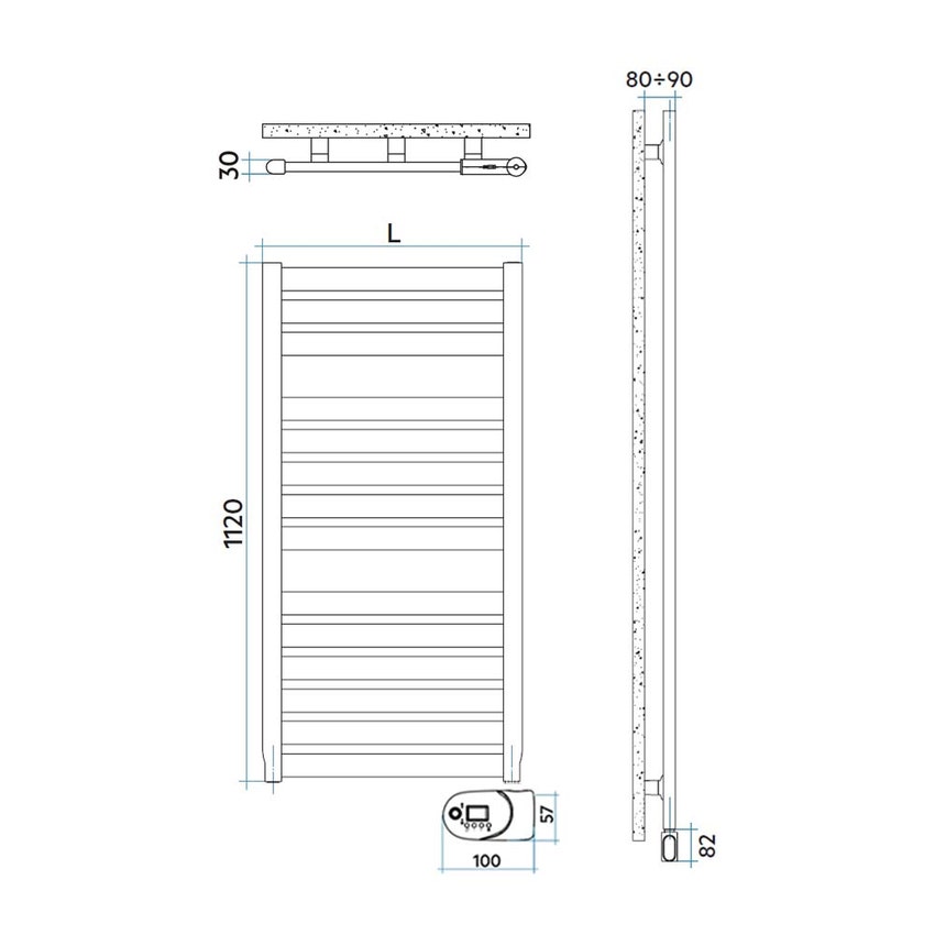 Immagine di Irsap VELA ELETTRICO scaldasalviette, 14 tubi, 2 intervalli, H.112 L.56 P.3 cm, con modulo integrato bluetooth, colore bianco standard finitura lucido Cod.01 VEM056Y01IR01NNN02