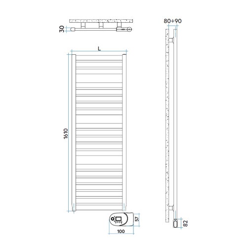 Immagine di Irsap VELA ELETTRICO scaldasalviette, 20 tubi, 3 intervalli, H.161 L.56 P.3 cm, con modulo bluetooth integrato, colore bianco standard finitura lucido Cod.01 VEL056Y01IR01NNN02