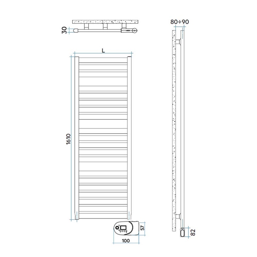 Immagine di Irsap VELA ELETTRICO scaldasalviette, 20 tubi, 3 intervalli, H.161 L.56 P.3 cm, con modulo bluetooth integrato, colore bianco standard finitura lucido Cod.01 VEL056Y01IR01NNN02