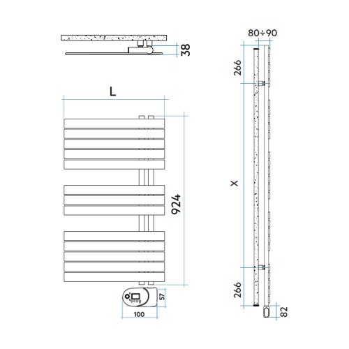Immagine di Irsap SOUL_S ELETTRICO radiatore 13 tubi H.92,4 L.55 P.3,8 cm, 2 intervalli, con modulo bluetooth integrato, colore bianco standard finitura lucido Cod.01 URP055Y01IR01NNN01