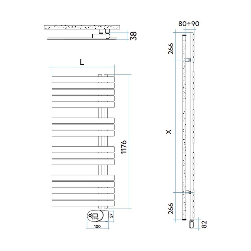 Immagine di Irsap SOUL_S ELETTRICO radiatore 16 tubi H.117,6 L.55 P.3,8 cm, 3 intervalli, con modulo bluetooth integrato, colore bianco standard finitura lucido Cod.01 URS055Y01IR01NNN01