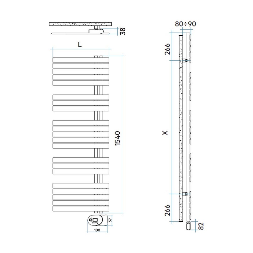Immagine di Irsap SOUL_S ELETTRICO radiatore 21 tubi H.154 L.55 P.3,8 cm, 4 intervalli, con modulo bluetooth integrato, colore bianco standard finitura lucido Cod.01 URM055Y01IR01NNN01