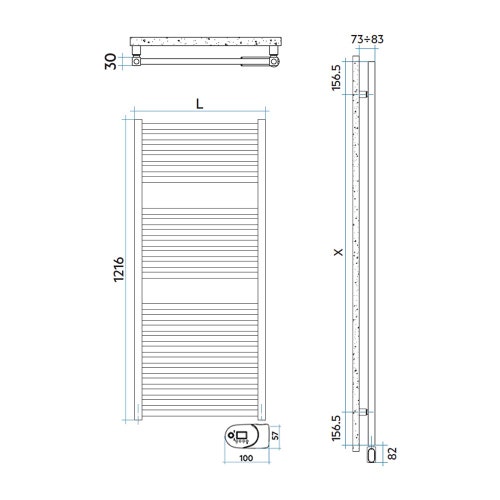 Immagine di Irsap QUADRE' ELETTRICO scaldasalviette 24 tubi, 2 intervallo, H.121,6 L.53 P.3 cm, con modulo bluetooth integrato, colore bianco standard finitura lucido Cod.01 QSM053Y01IR01NNN01