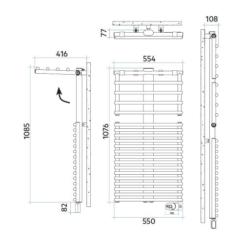 Immagine di Irsap GET UP ELETTRICO scaldasalviette 20 tubi, 1 intervallo, H.107,6 L.55 P.7,7 cm, con modulo bluetooth integrato, colore bianco standard finitura lucido Cod.01 GUM055Y01IR01NNN01