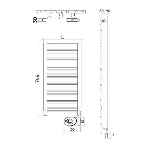 Immagine di Irsap NOVO ELETTRICO scaldasalviette, 19 tubi, 1 intervallo, H.76,4 L.50 P.3 cm, con modulo bluetooth integrato, colore bianco standard finitura lucido Cod.01 NOP050Y01IR01NNN02