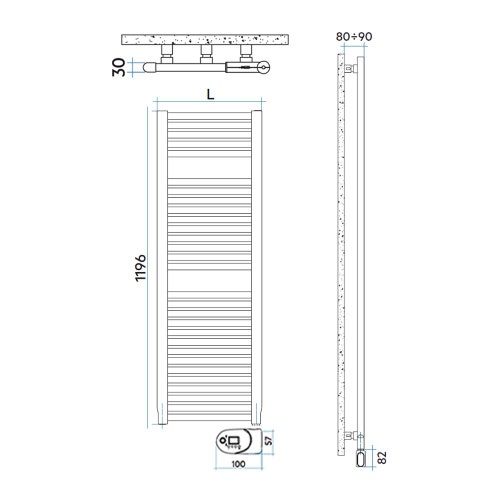 Immagine di Irsap NOVO ELETTRICO scaldasalviette, 29 tubi, 2 intervalli, H.119,6 L.50 P.3 cm, con modulo bluetooth integrato, colore bianco standard finitura lucido Cod.01 NOM050Y01IR01NNN02