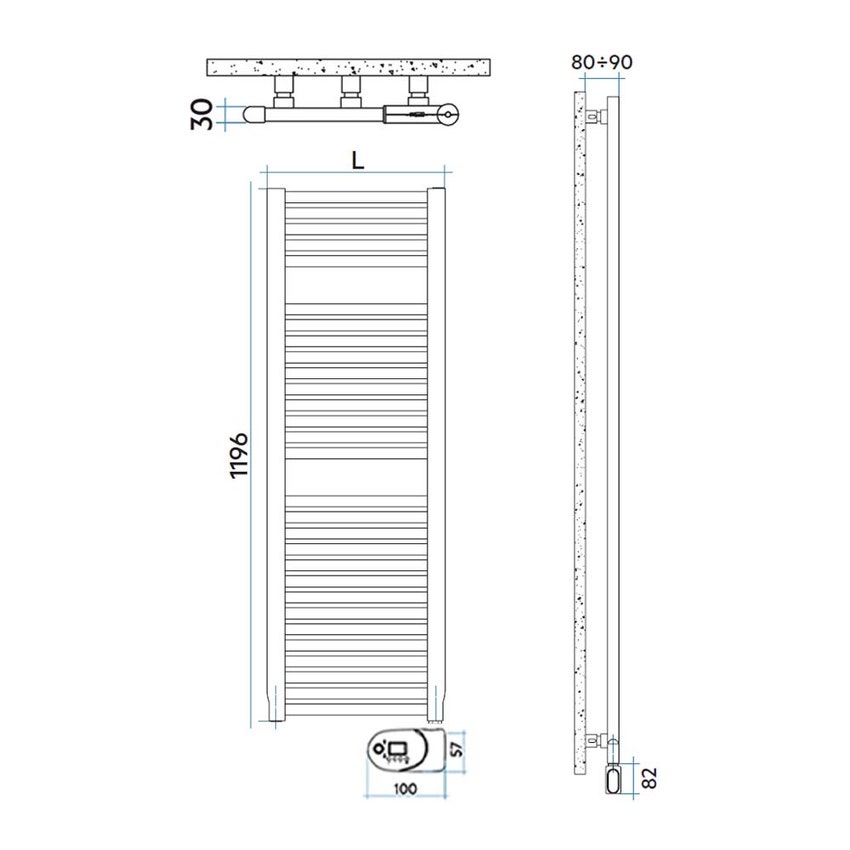 Immagine di Irsap NOVO ELETTRICO scaldasalviette, 29 tubi, 2 intervalli, H.119,6 L.50 P.3 cm, con modulo bluetooth integrato, colore bianco standard finitura lucido Cod.01 NOM050Y01IR01NNN02