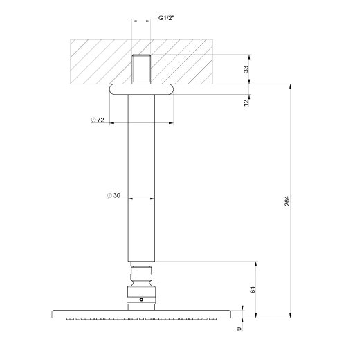 Immagine di Gessi GOCCIA soffione anticalcare per doccia, a soffitto, orientabile, Ø 20.2 cm, finitura cromo 33662#031