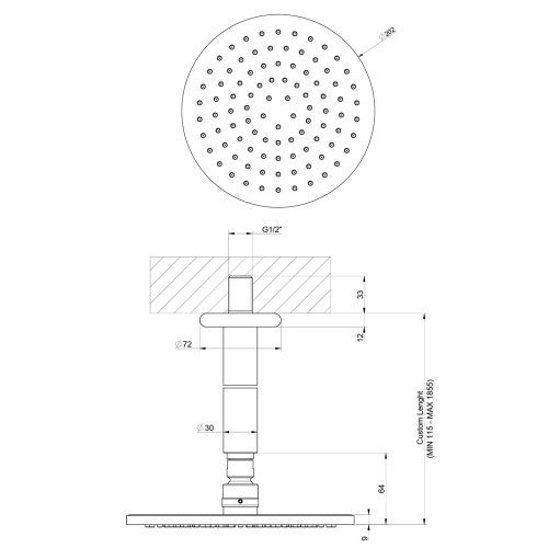 Immagine di Gessi GOCCIA soffione anticalcare per doccia, a soffitto, orientabile e personalizzabile, Ø 20.2 cm, finitura cromo 33664#031