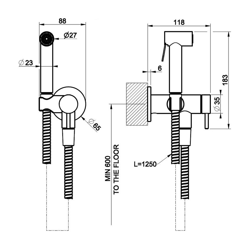 Immagine di Gessi SHOWER doccetta shut-off a parete, con miscelatore, finitura cromo 45230#031