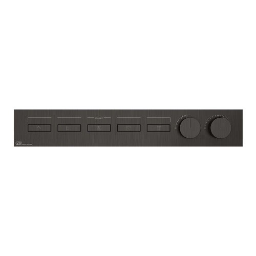 Immagine di Gessi HI-FI LINEAR miscelatore termostatico a cinque funzioni indipendenti, con pulsanti on-off, senza corpo incasso, finitura black metal brushed PVD 63018#707