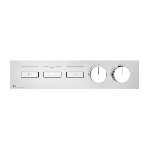 Immagine di Gessi HI-FI LINEAR miscelatore termostatico a tre funzioni indipendenti, con pulsanti on-off, senza corpo incasso, finitura cromo 63014#031