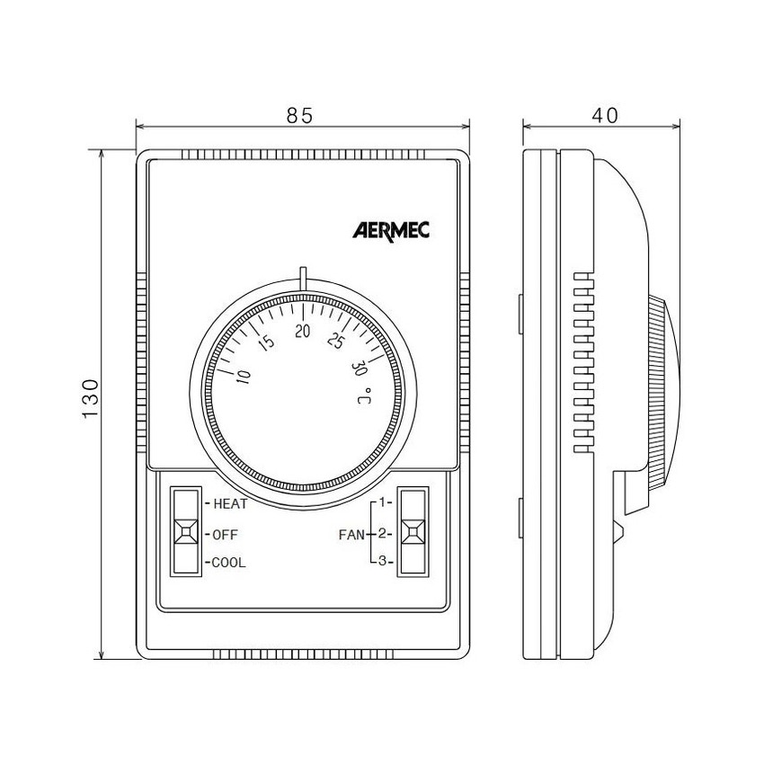 Immagine di Aermec Termostato elettromeccanico a parete per ventilconvettori, con ventilazione termostatata WMT16