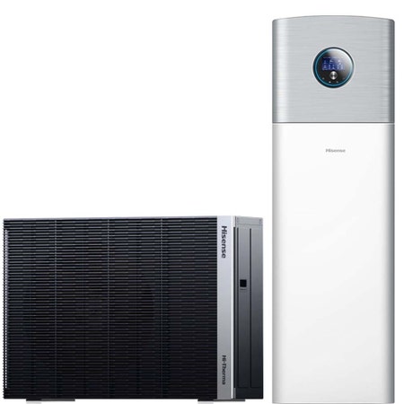 Immagine di Hisense HI-THERMA II R290 pompa di calore hydro-integra, aria-acqua per riscaldamento, raffreddamento e produzione ACS, accumulo 230 l | unità interna e unità esterna 5 kW AHW-050HCPB1+AHS-100HCWBAA-23