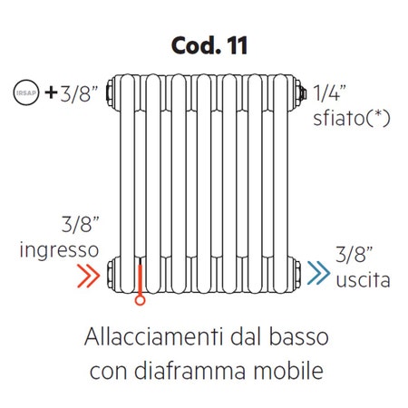 Immagine di Irsap configurazione allacciamento dal basso con diaframma mobile, 3/8" ingresso e 3/8" uscita Cod.11