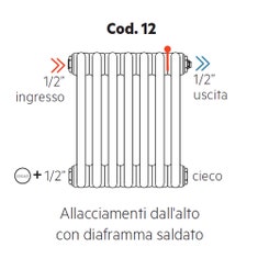 Immagine di Irsap configurazione allacciamenti sulla parte superiore con diaframma saldato, 1/2" ingresso e 1/2" uscita Cod.12