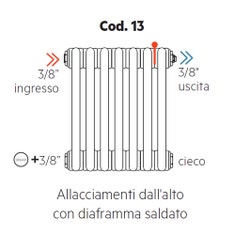 Immagine di Irsap configurazione allacciamenti sulla parte superiore con diaframma saldato, 3/8" ingresso e 3/8" uscita Cod.13