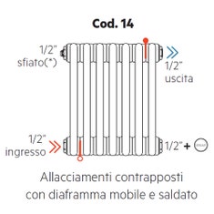 Immagine di Irsap configurazione allacciamenti contrapposti con diaframma mobile e saldato, 1/2" ingresso e 1/2" uscita Cod.14