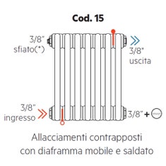 Immagine di Irsap configurazione allacciamenti contrapposti con diaframma mobile e saldato, 3/8" ingresso e 3/8" uscita Cod.15