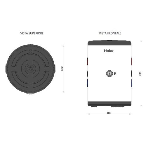 Immagine di Haier Volano tecnico da 60 litri a basamento per pompe di calore WT60V-NCA5(EU)