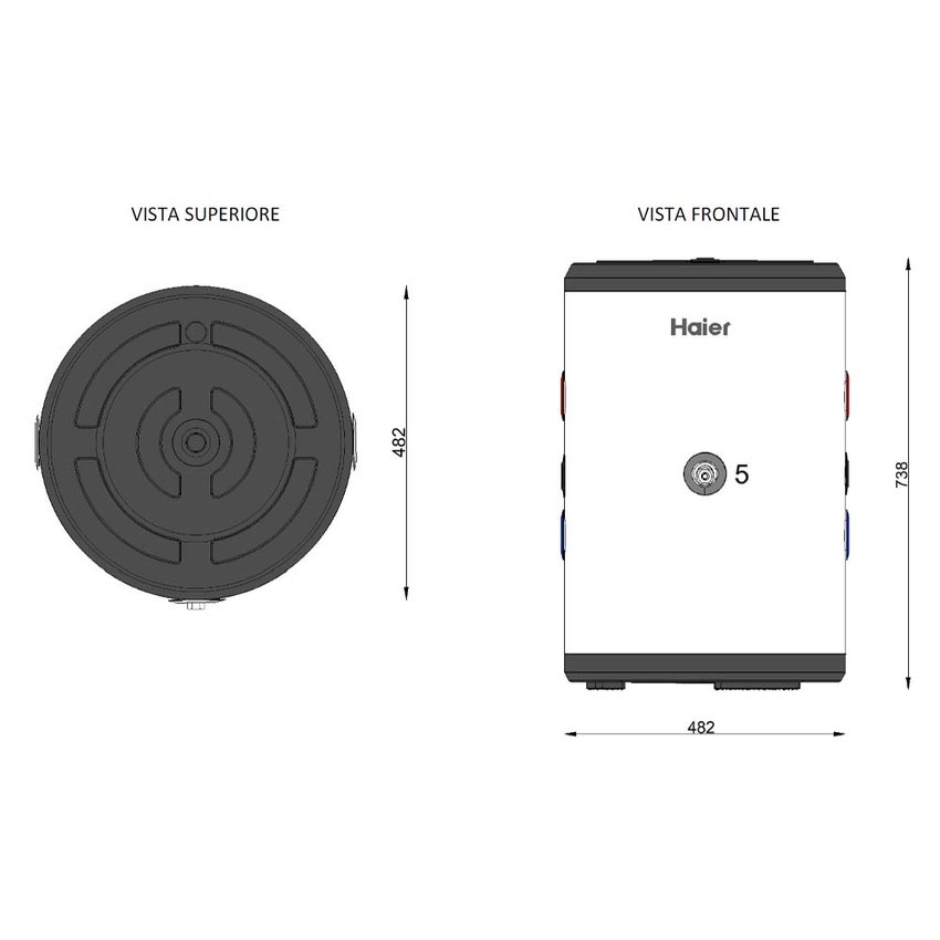 Immagine di Haier Volano tecnico da 60 litri a basamento per pompe di calore WT60V-NCA5(EU)