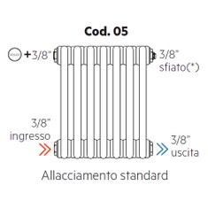 Immagine di Irsap allacciamento standard per Tesi, senza tappi montati, 3/8" ingresso e 3/8" uscita Cod.05